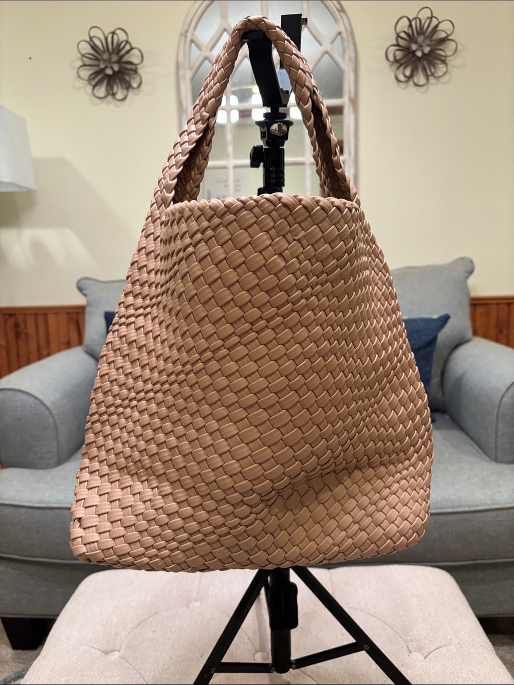 Braided Tote Bag in Tan - Everyday Woven Carryall